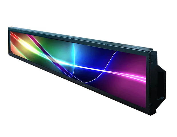Cross-section diagram of stretched LCD display showing aluminum backplate thermal management and ventilation design